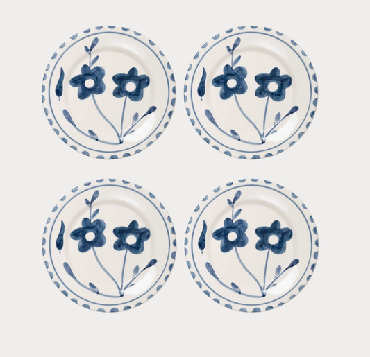 Blue Flower Dessert Plate (Set of 4)