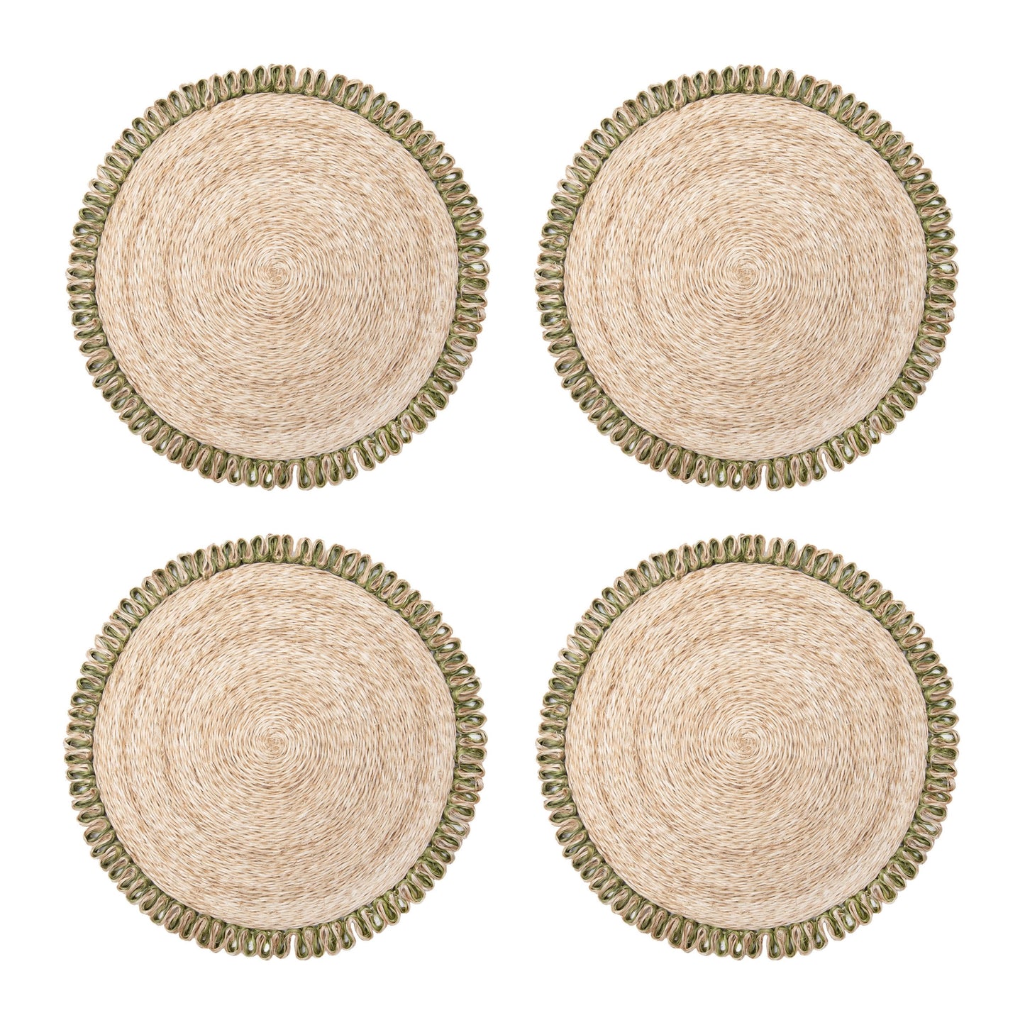 Abaca Natural & Olive Green Placemat (Set of 8)