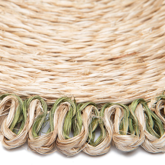 Abaca Natural & Olive Green Placemat (Set of 8)