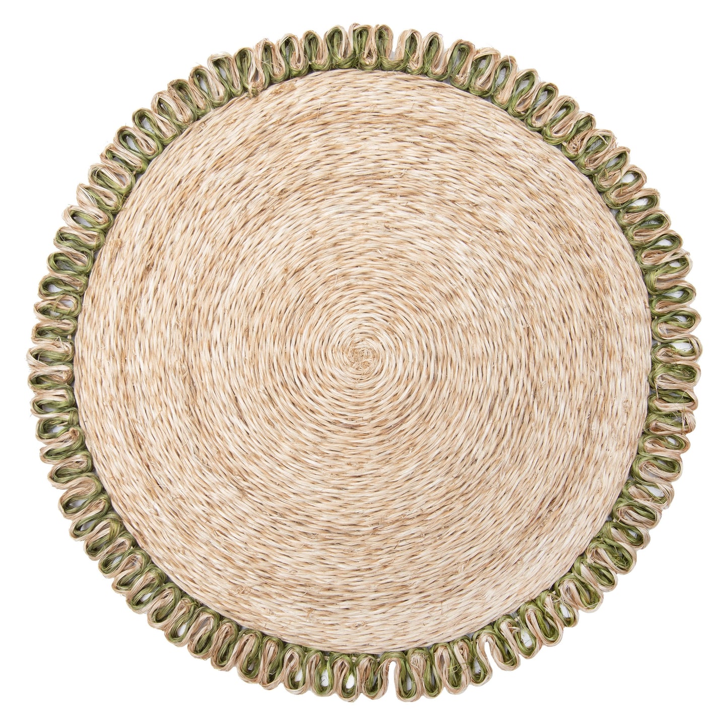 Abaca Natural & Olive Green Placemat (Set of 8)
