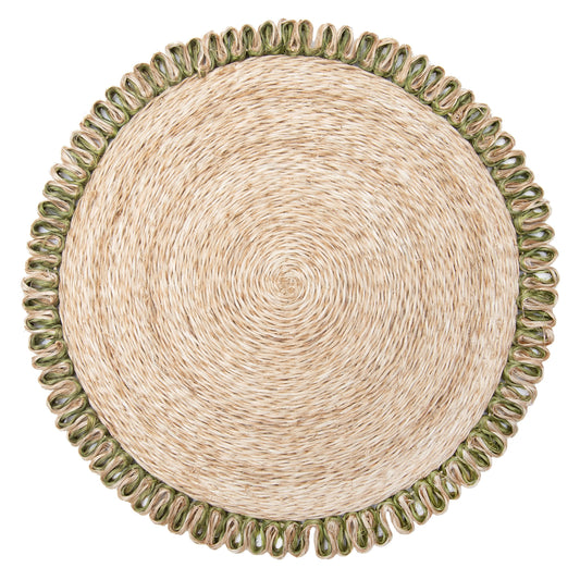 Abaca Natural & Olive Green Placemat (Set of 8)