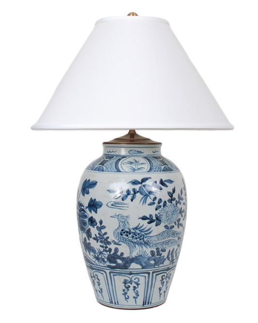 Blue and White Bird Lamp