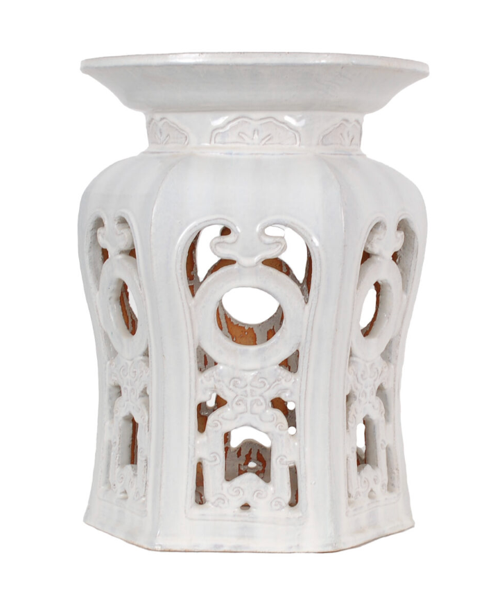 Antique White Garden Stool
