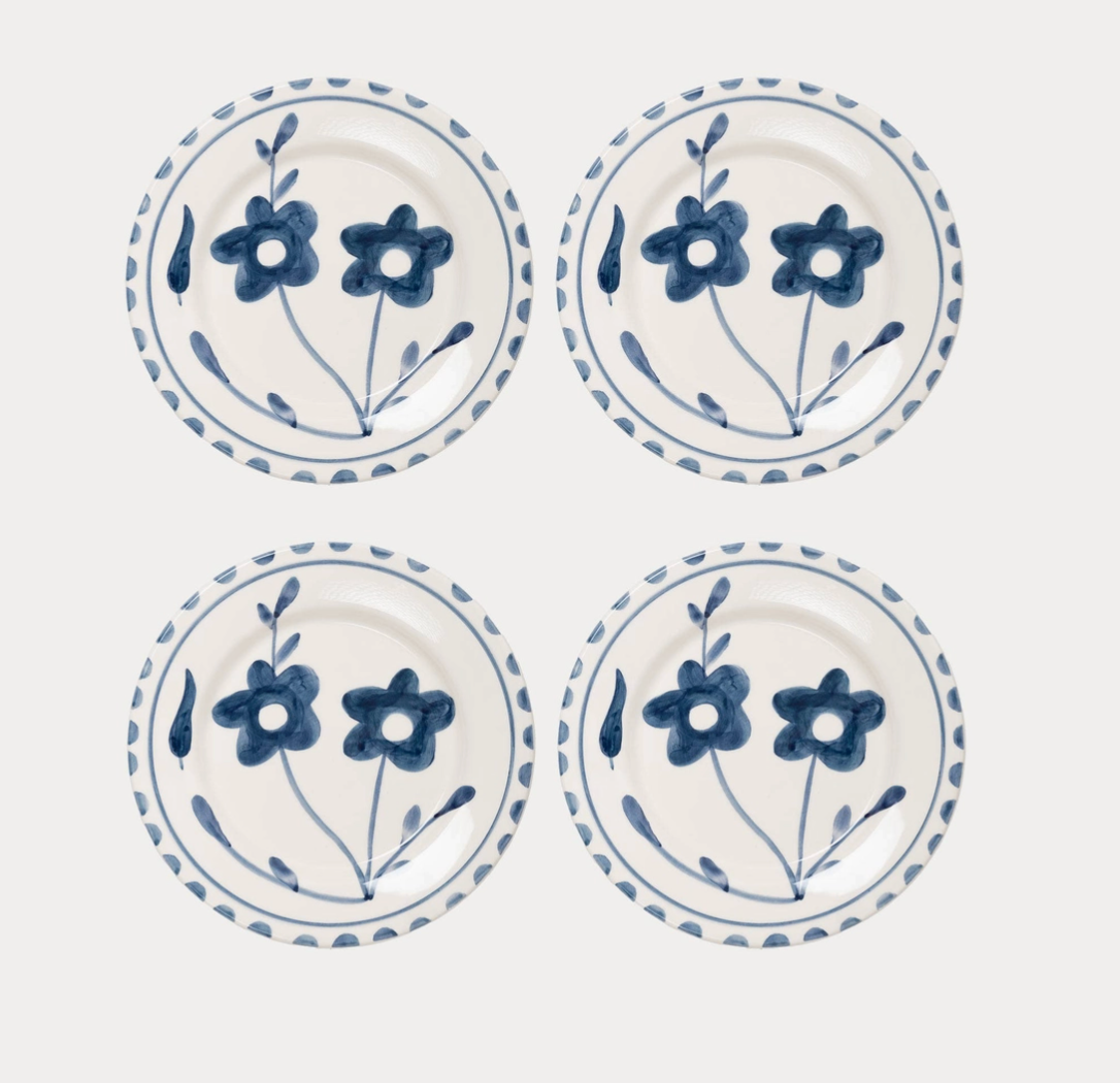 Blue Flower Dessert Plate (Set of 4)